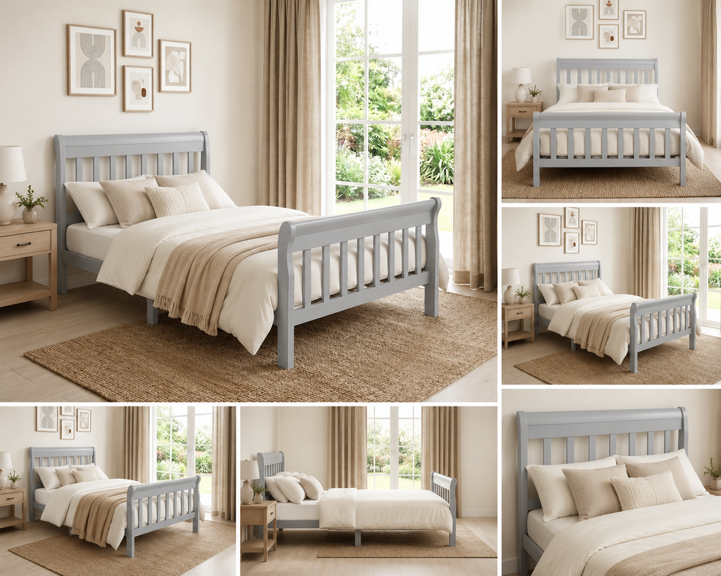 BALI WOODEN BED WITH METAL BASE