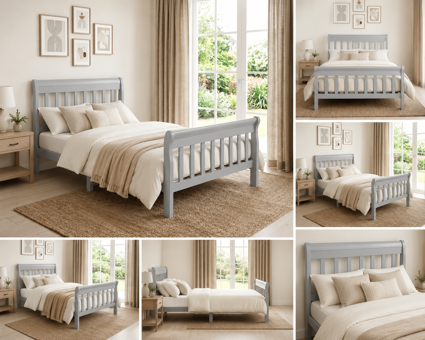 BALI WOODEN BED WITH METAL BASE