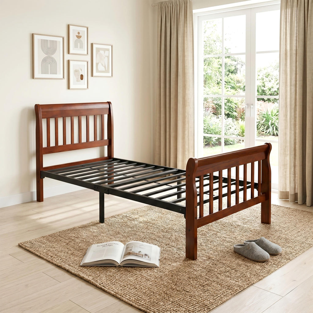 BALI WOODEN BED WITH METAL BASE