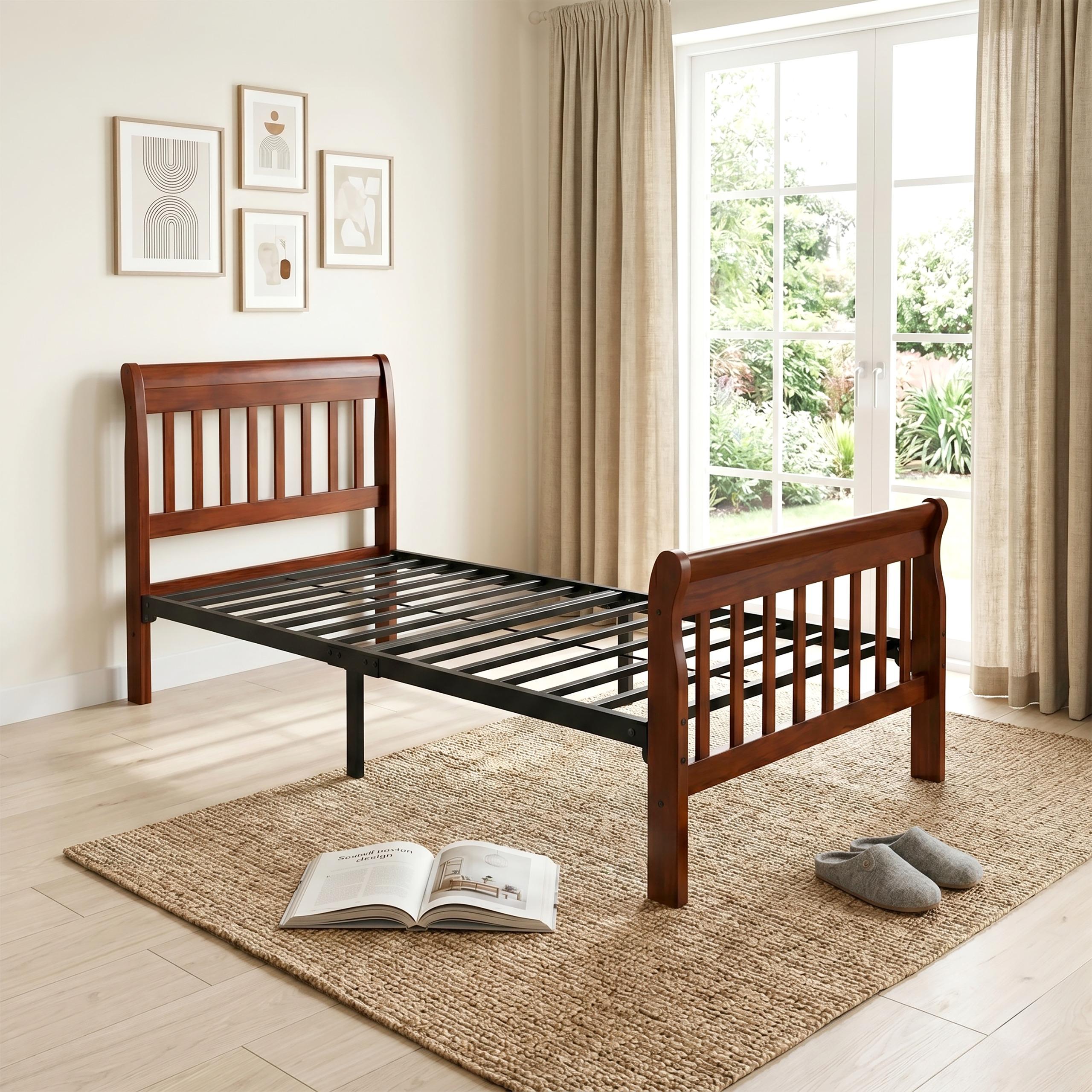 BALI WOODEN BED WITH METAL BASE
