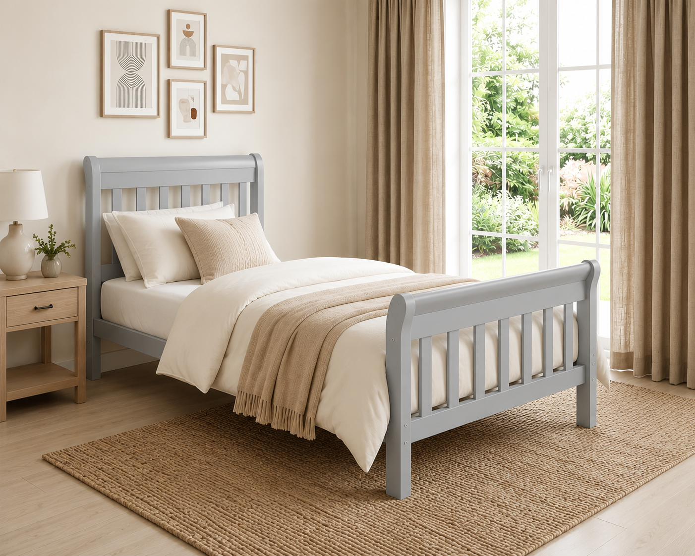BALI WOODEN BED WITH METAL BASE