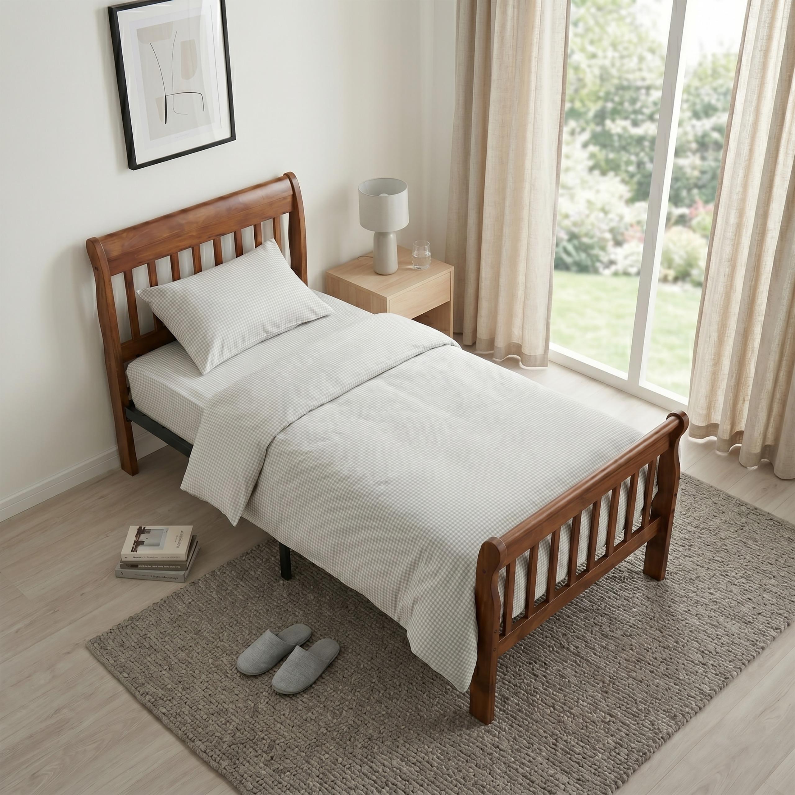 BALI WOODEN BED WITH METAL BASE