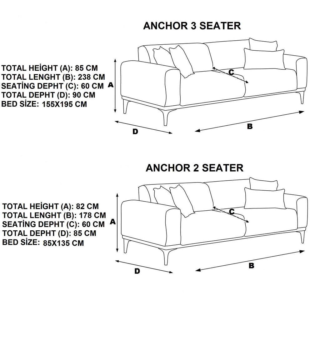 Anchor Sofa Bed 3+2 Seater– Luxury Convertible Sofa