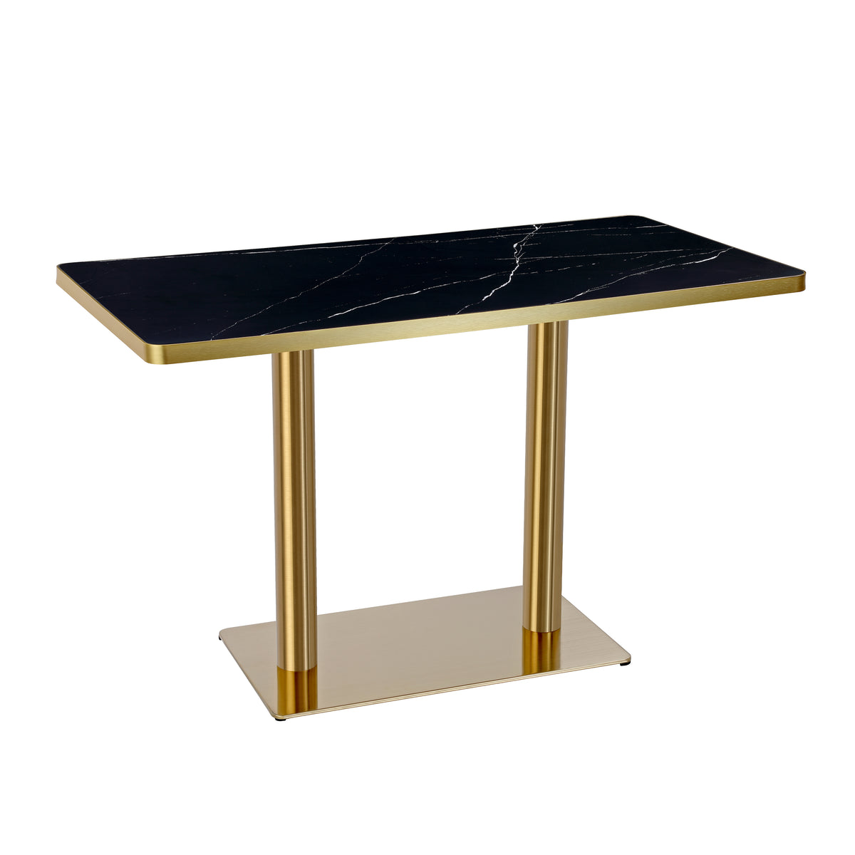 Luna Restaurant Dining Table – Sintered Stone Top with Gold Frame