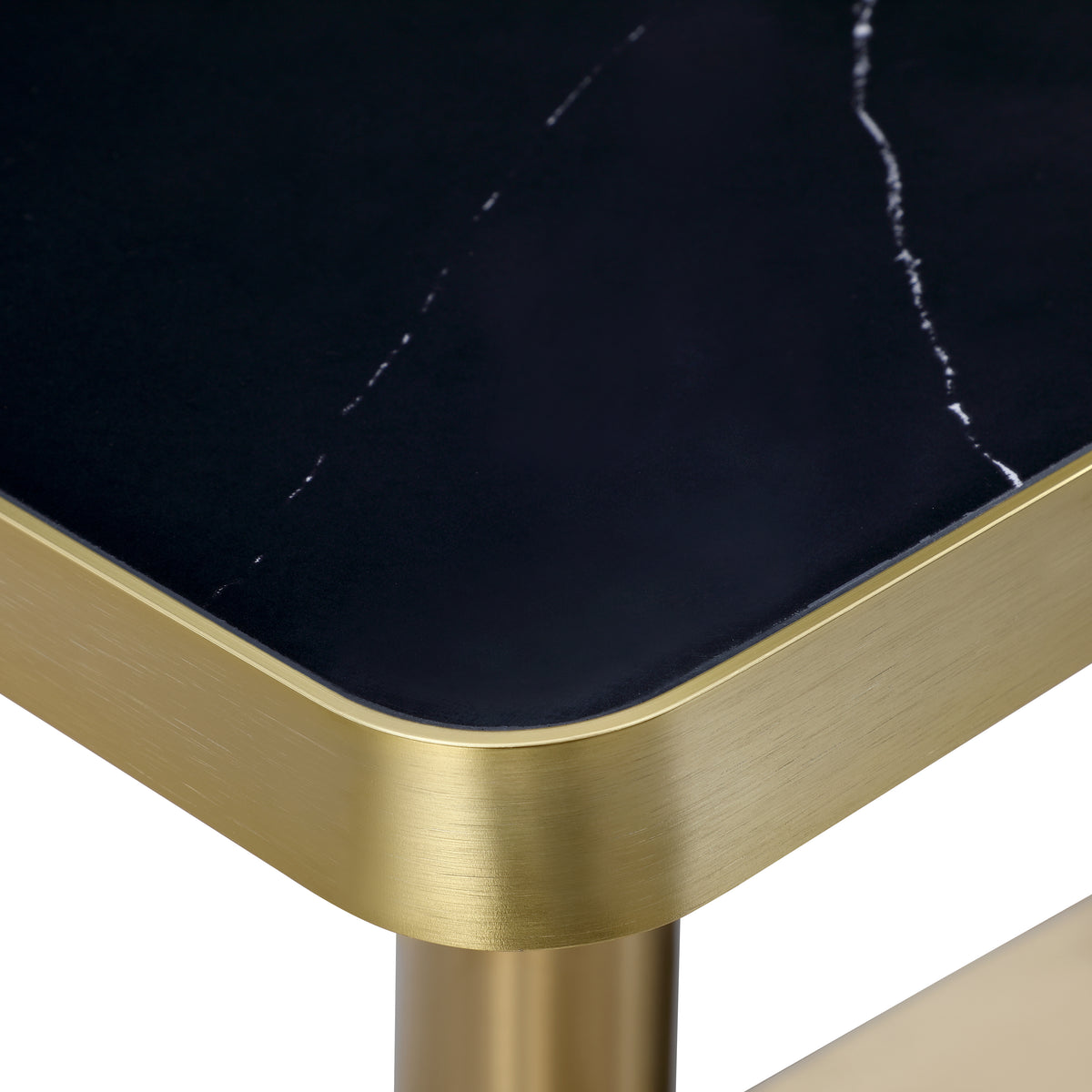 Luna Restaurant Dining Table – Sintered Stone Top with Gold Frame