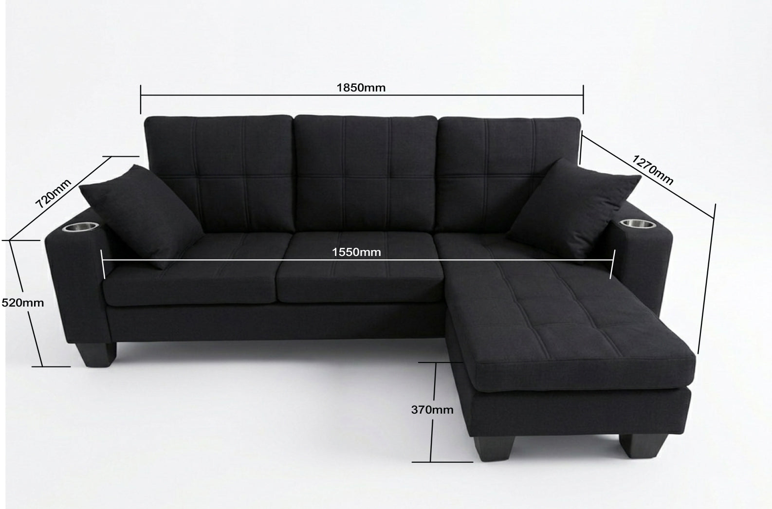 SOFIA CORNER SOFA WITH CUPHOLDER