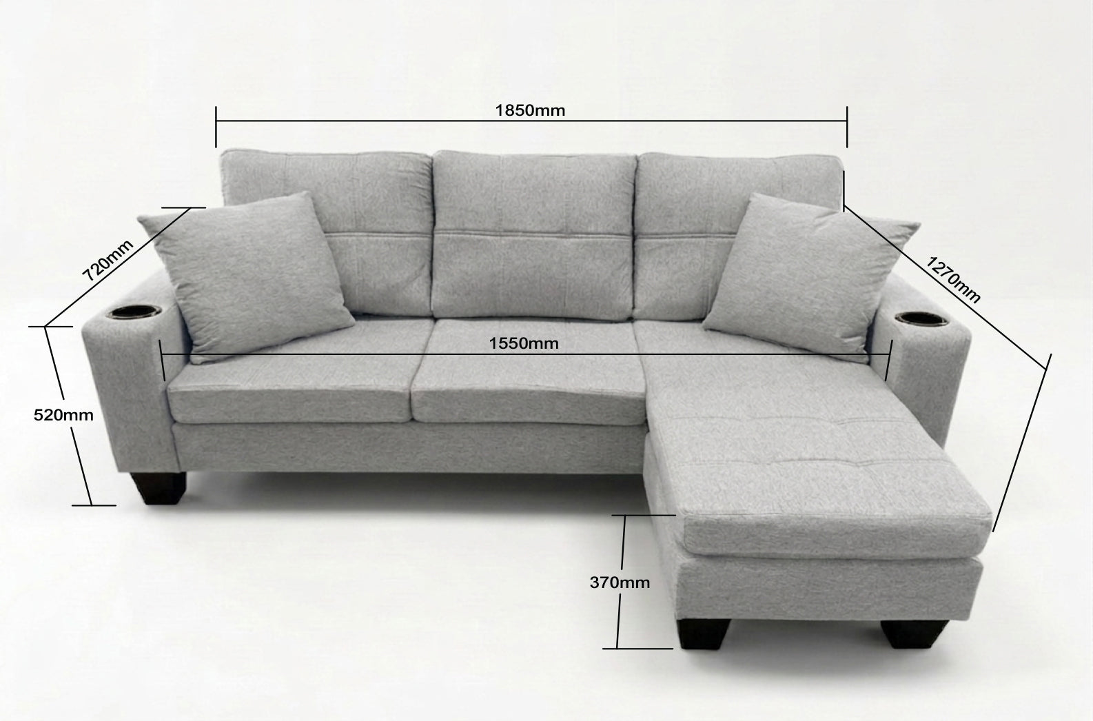 SOFIA CORNER SOFA WITH CUPHOLDER