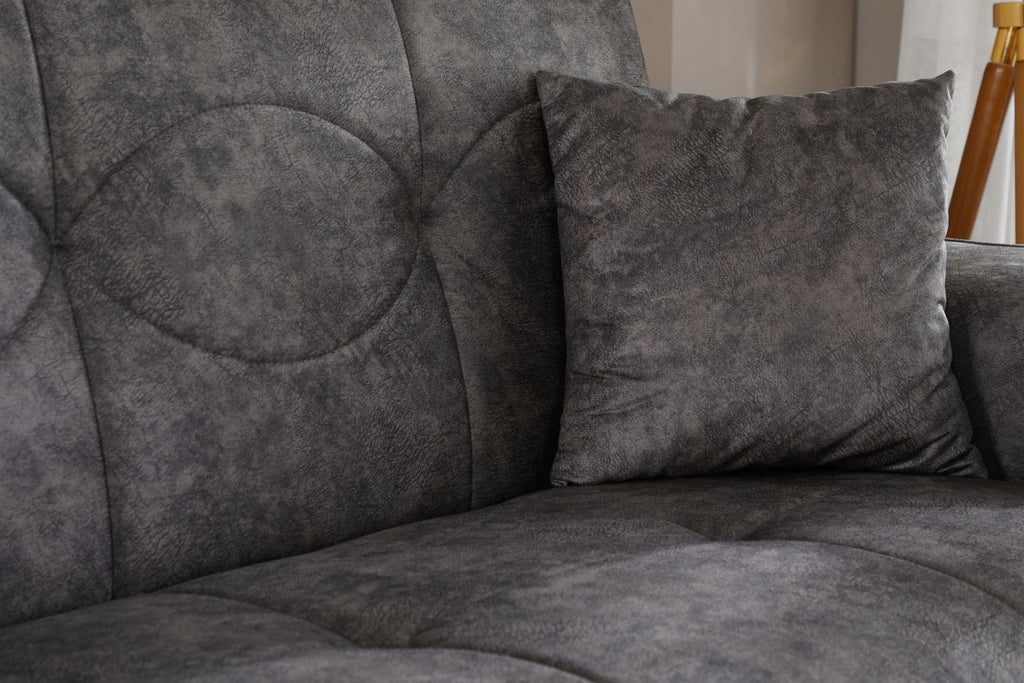 Donence Sofabed in Grey in Suede Clic clac 3 Seater Sofabed with Storage & Free 2 Cushions