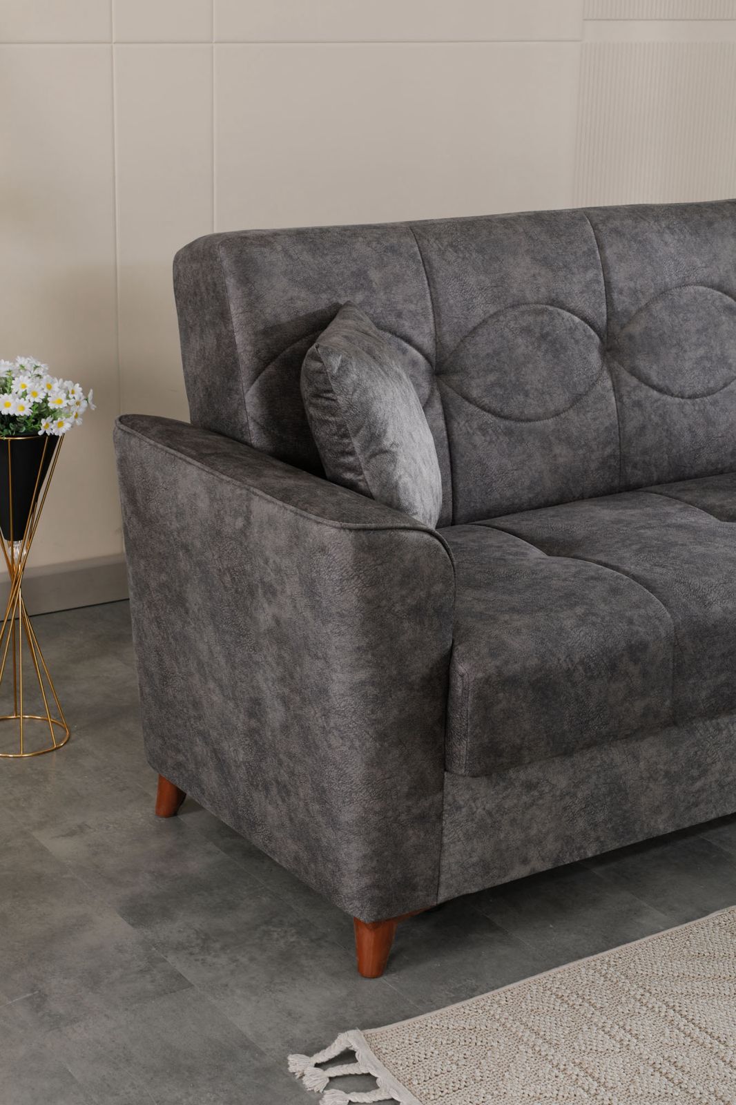 Donence Sofabed in Grey in Suede Clic clac 3 Seater Sofabed with Storage & Free 2 Cushions