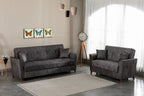 Donence Sofabed in Grey in Suede Clic clac 3 Seater Sofabed with Storage & Free 2 Cushions