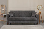 Donence Sofabed in Grey in Suede Clic clac 3 Seater Sofabed with Storage & Free 2 Cushions