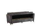 Donence Sofabed in Grey in Suede Clic clac 3 Seater Sofabed with Storage & Free 2 Cushions