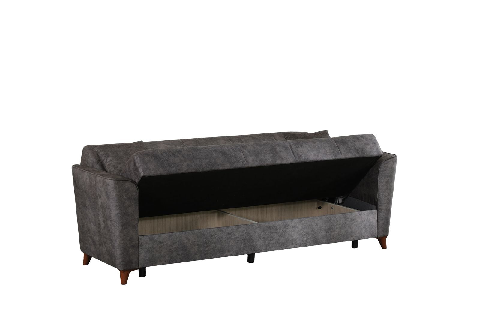 Donence Sofabed in Grey in Suede Clic clac 3 Seater Sofabed with Storage & Free 2 Cushions