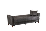 7star Donence Sofabed in Grey in Suede Clic clac 3 Seater Sofabed with Storage & Free 2 Cushions