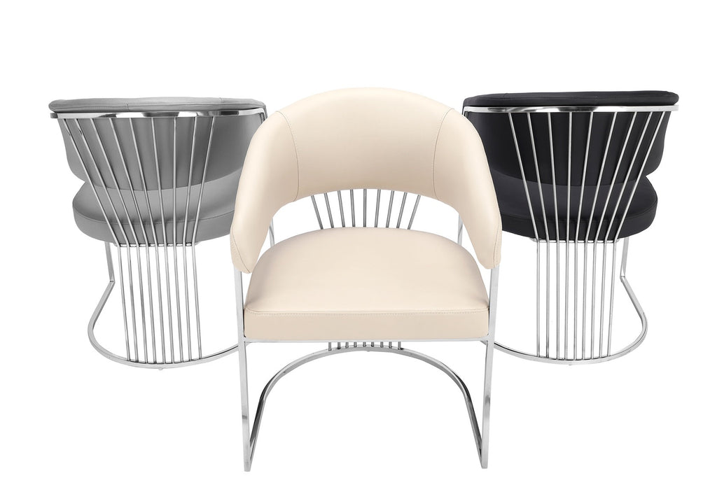 POSH Dining Chair In Chrome Frame Available In Beige , Grey And Black