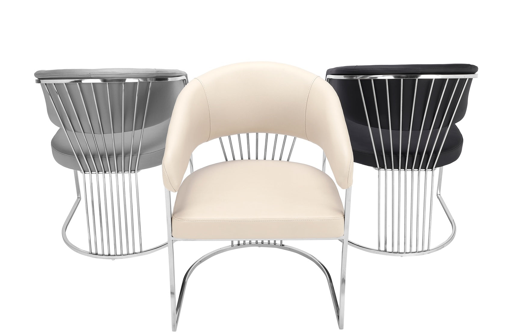 POSH Dining Chair In Chrome Frame Available In Beige , Grey And Black