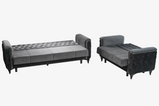 7star Kevin Wool Fabric Grey and Black Stylish Sofa bed with Storage 3 & 2seater