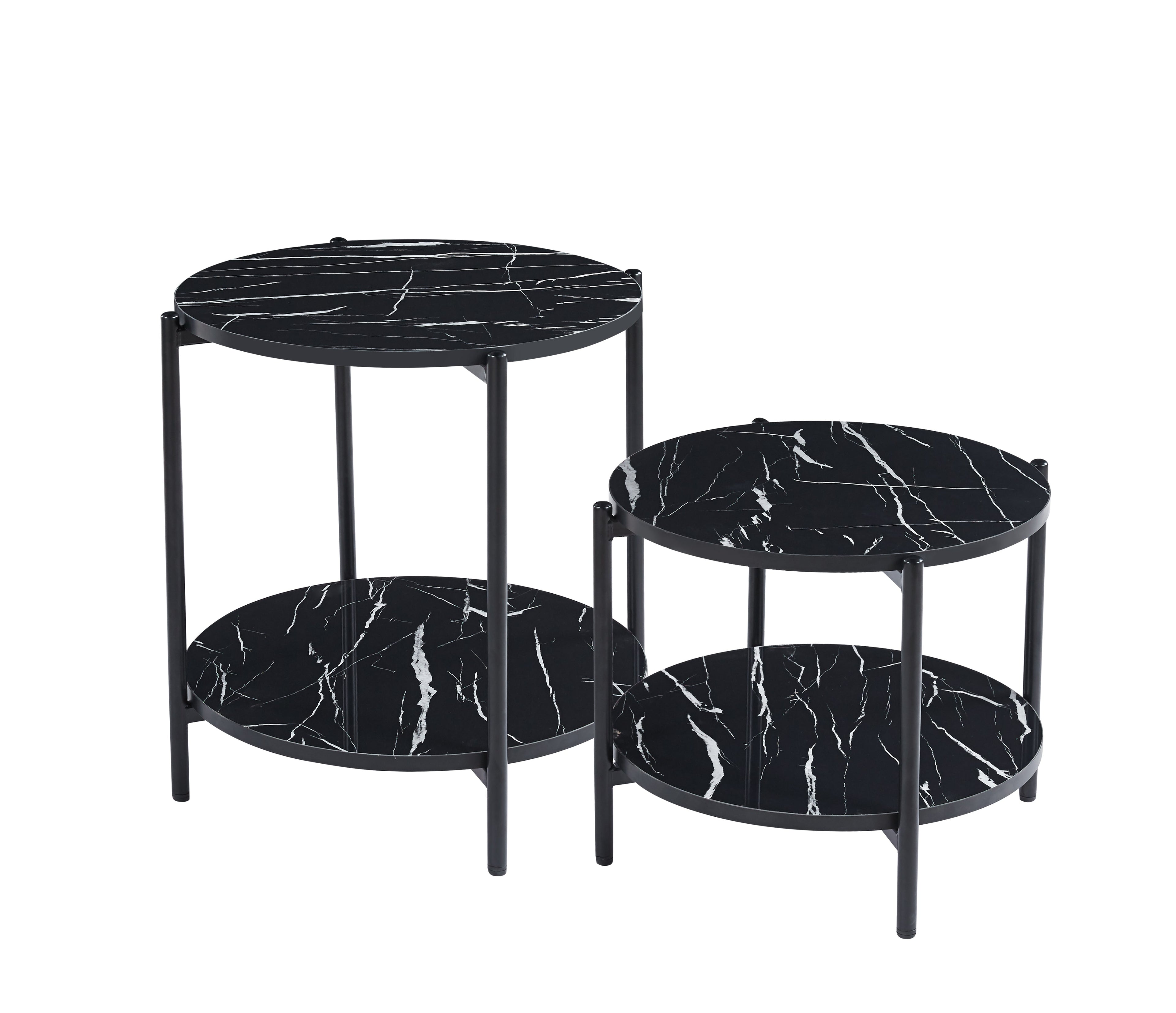 Vina  Black, Grey Coffee Table & Side Table with Optional Gold Or Black Frame