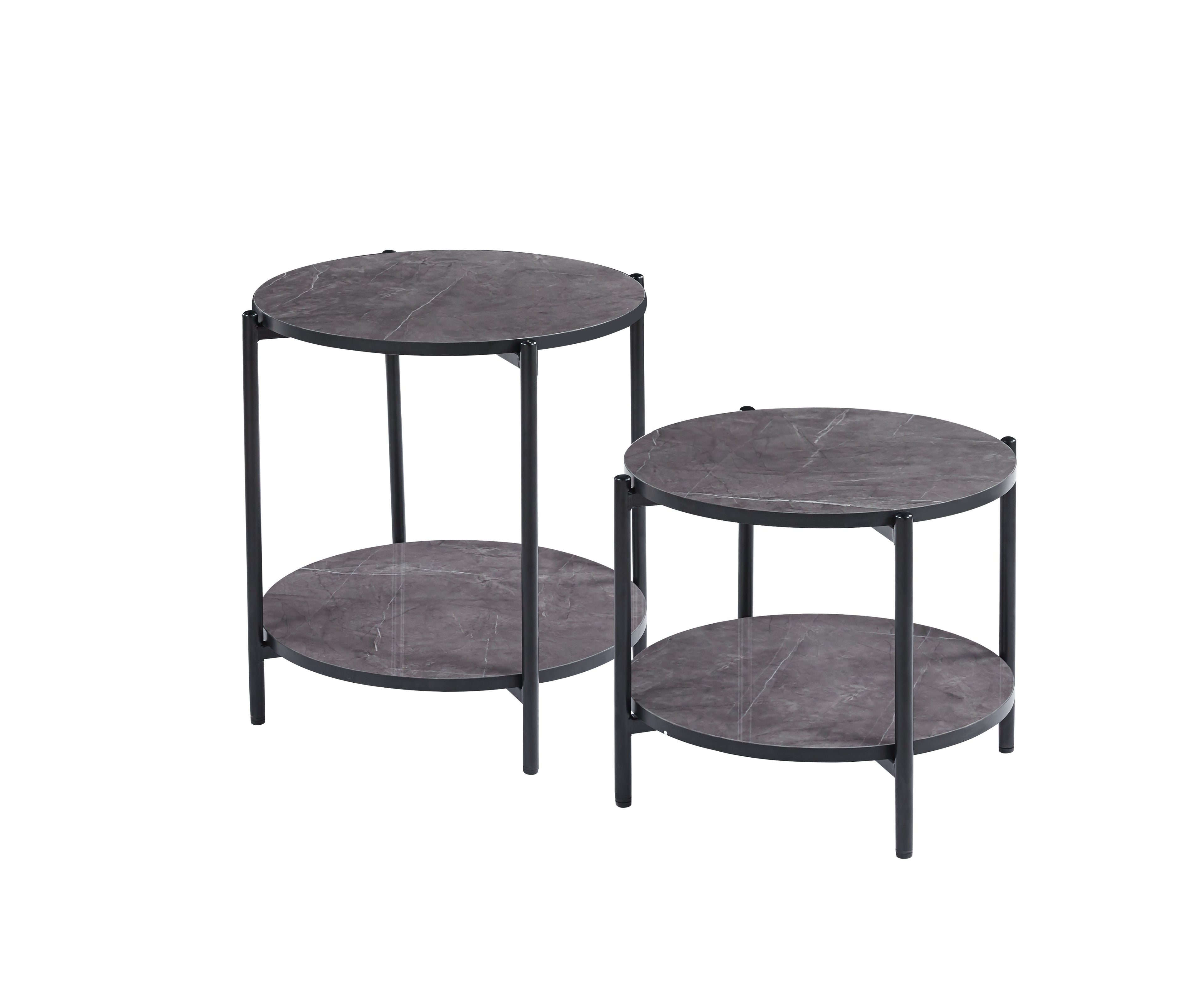 Vina  Black, Grey Coffee Table & Side Table with Optional Gold Or Black Frame