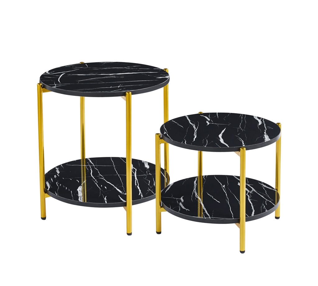 Vina  Black, Grey Coffee Table & Side Table with Optional Gold Or Black Frame