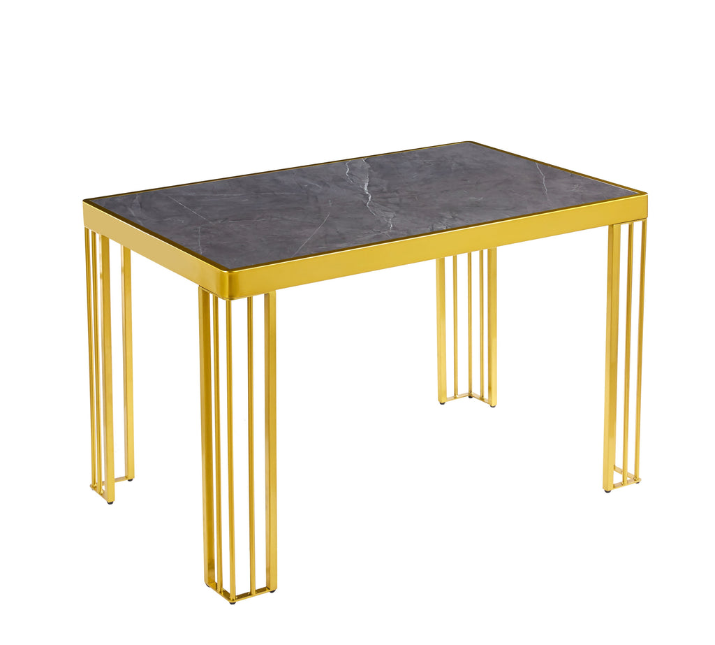 Windsor MDF Marble Effect High Gloss Windsor Dining Table (No Chairs Included) with Optional Gold Or Black Frame