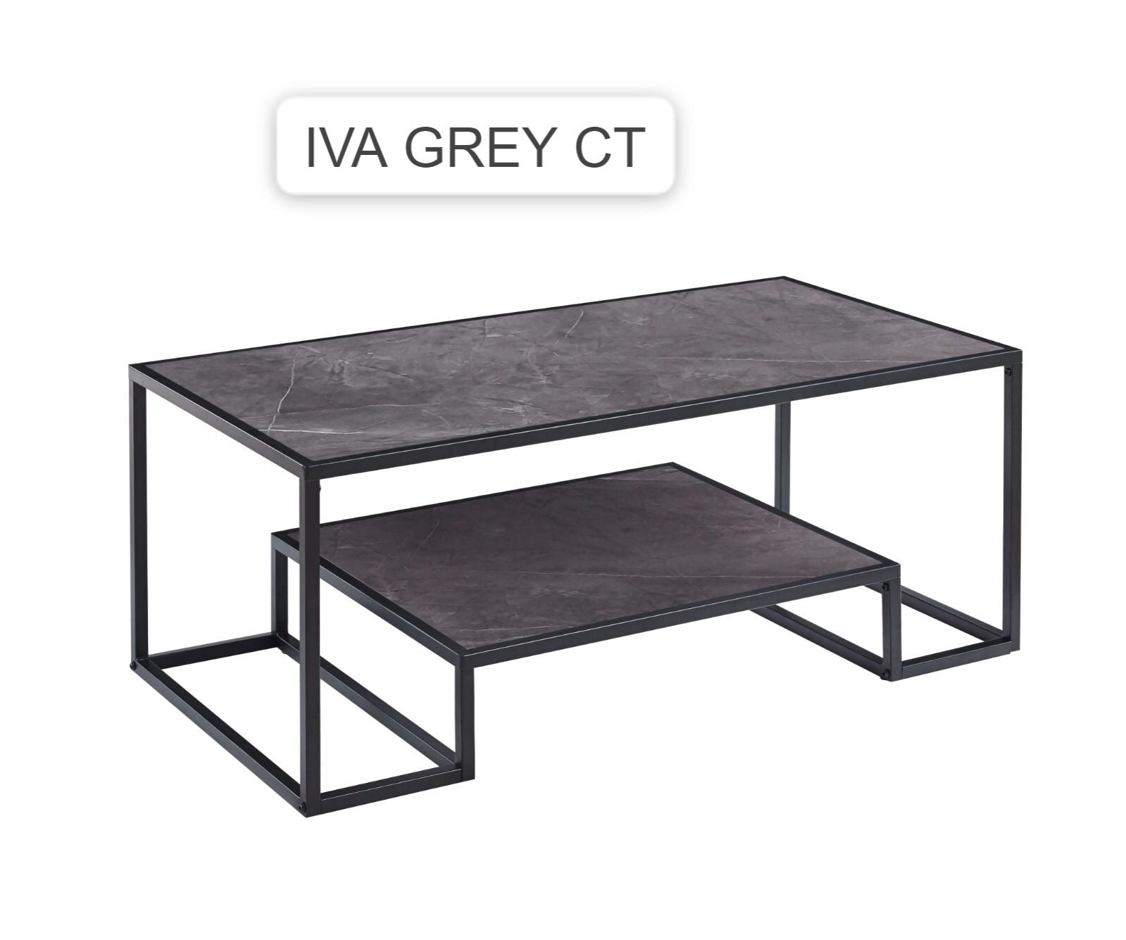 Iva Coffee Table With Bottom Shelf In White , Black And Grey