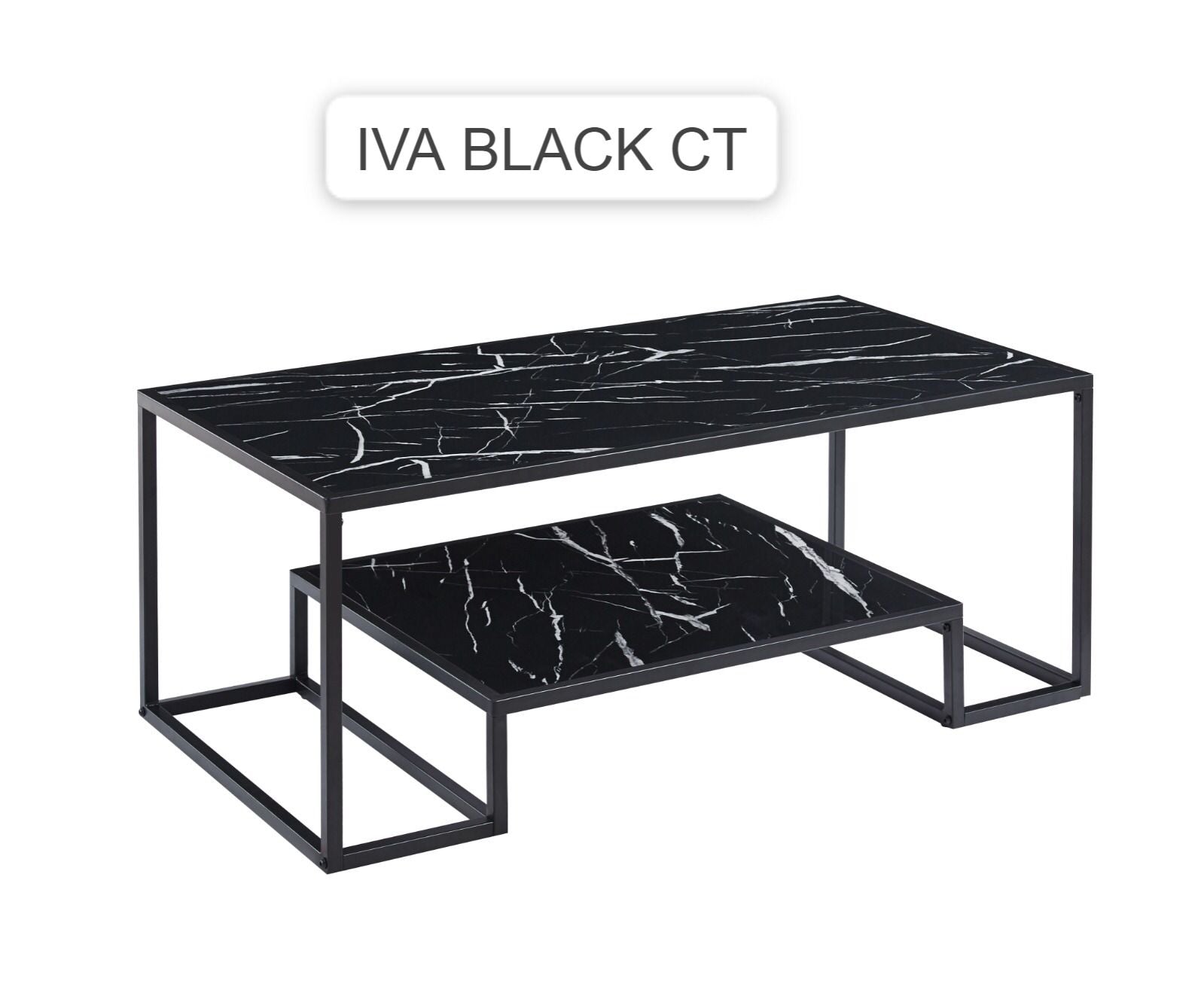 Iva Coffee Table With Bottom Shelf In White , Black And Grey