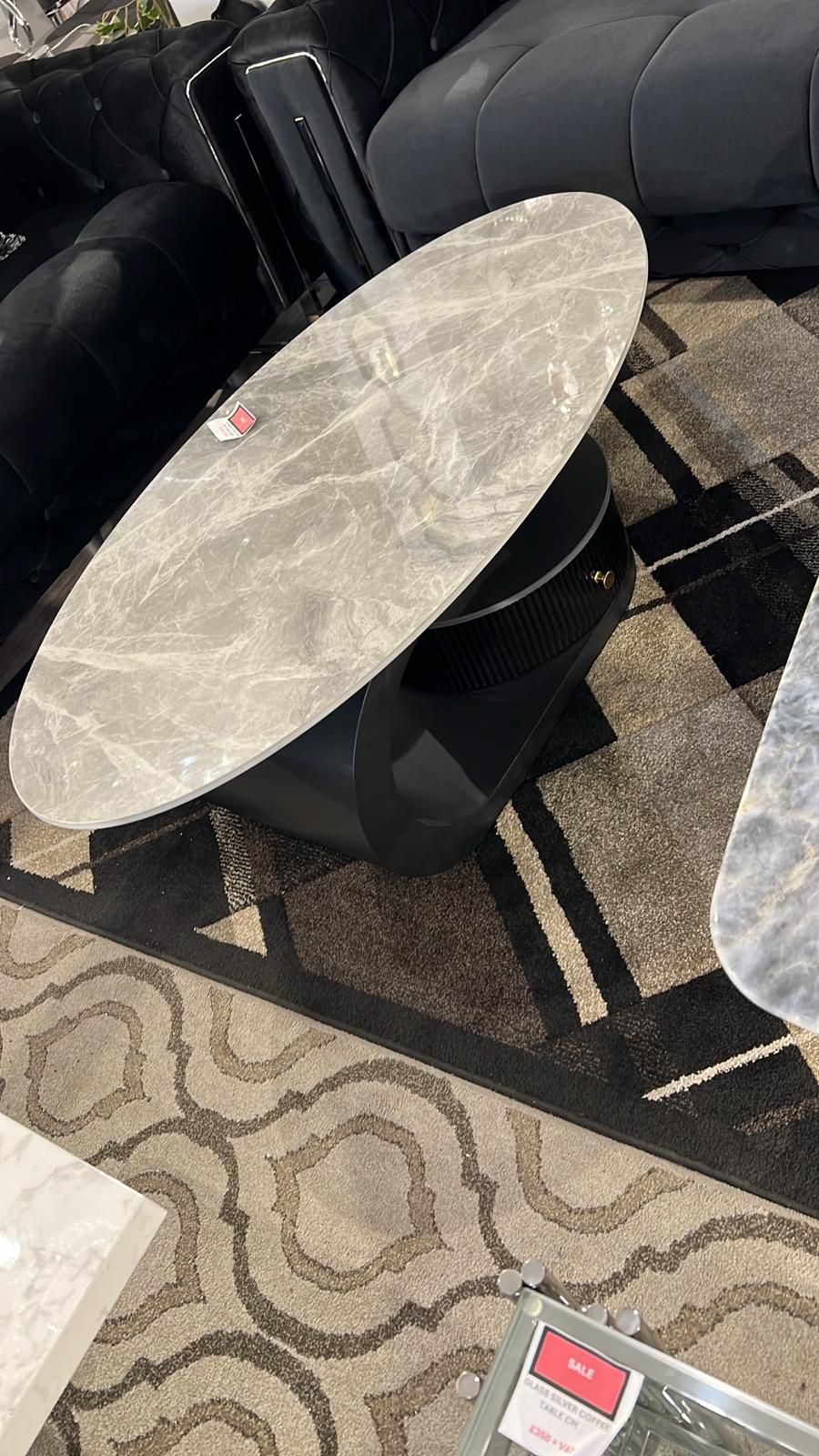 Florida Modern Stone-Top Coffee Table With Storage – White, Grey