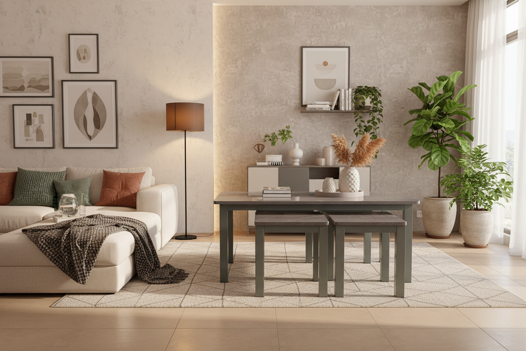 Lucy New MDF Coffee Table with 2 Side Tables - Modern Nesting Coffee Table Set