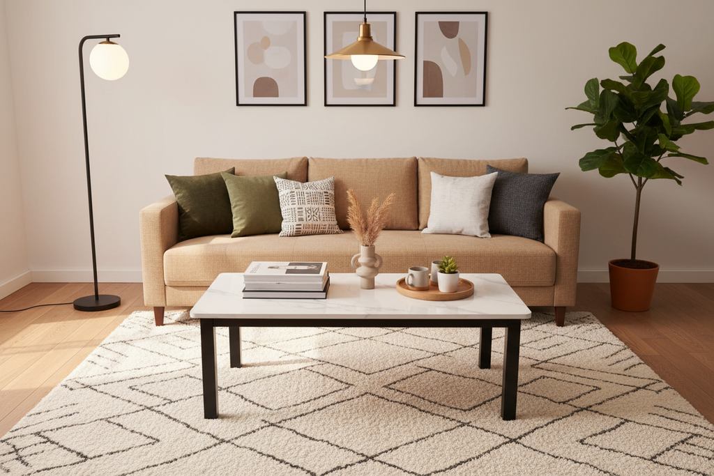 Lucy New MDF Coffee Table with 2 Side Tables - Modern Nesting Coffee Table Set