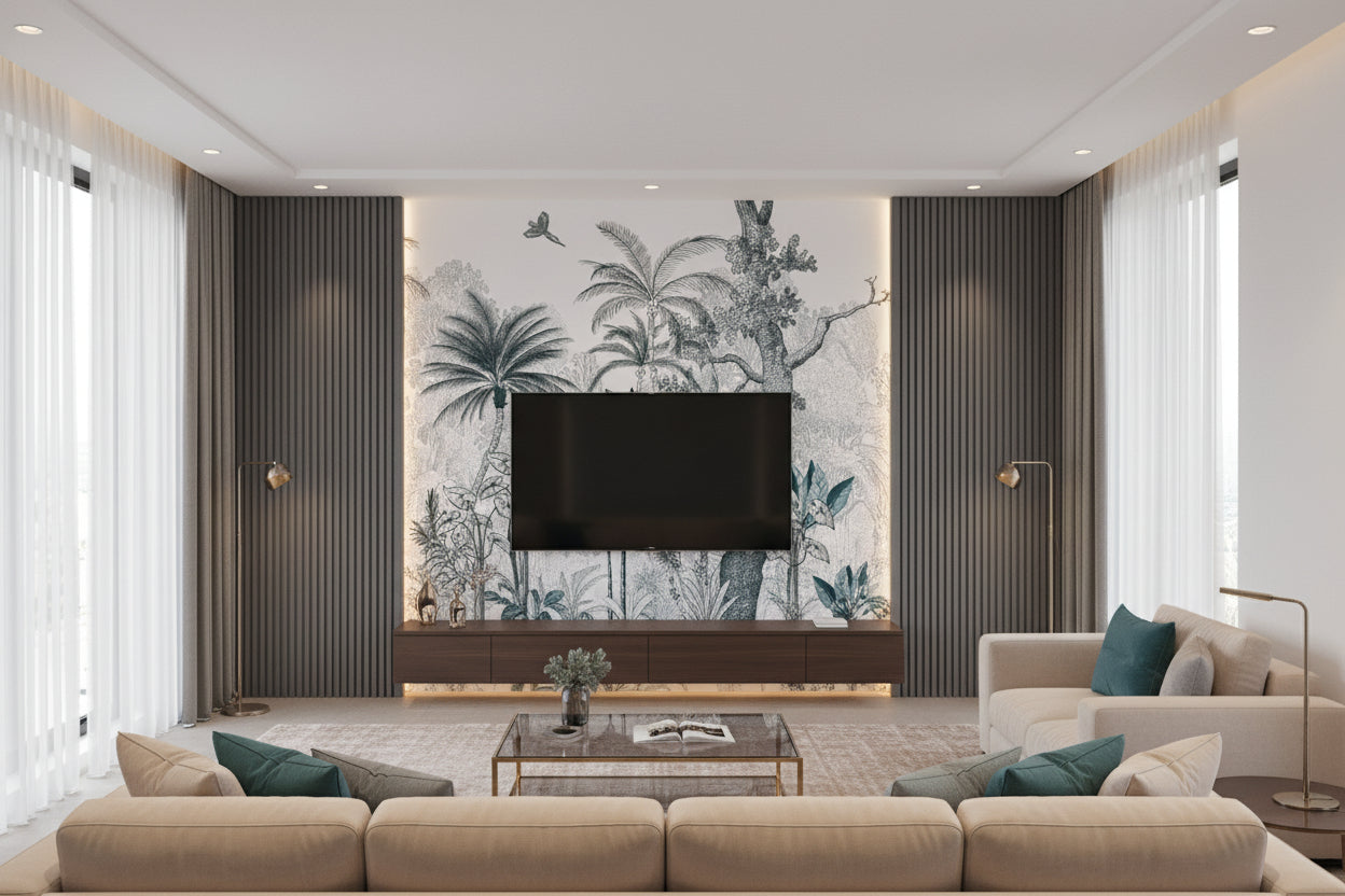 Luxury Leather Art PVC Wall Sheet Decorative Wall Panel ( 1 Complete Design of 2pc )