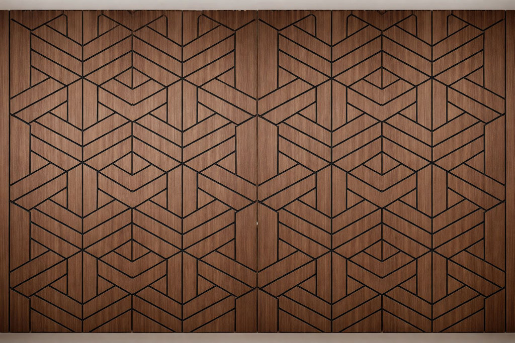 Engraved Acoustic Wall Panels – Wood Veneer Soundproof Decorative Panels ( 1Pc)