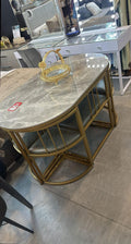 Madrid Modern 6-Seater Dining Table Set With 6 Chairs  – Stone Top with Elegant Metal Frame