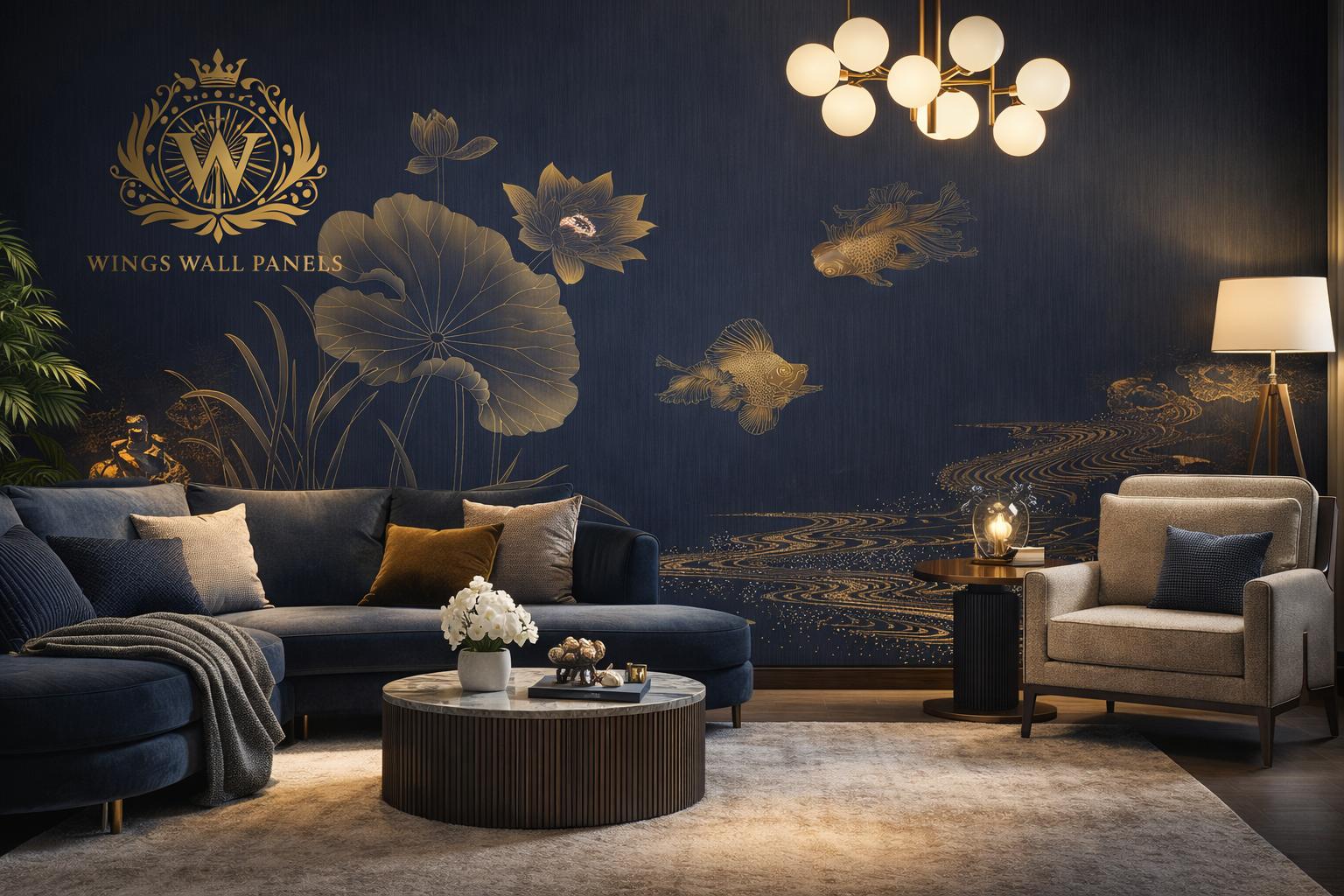 Luxury Leather Art PVC Wall Sheet Decorative Wall Panel ( 1 Complete Design of 2pc )