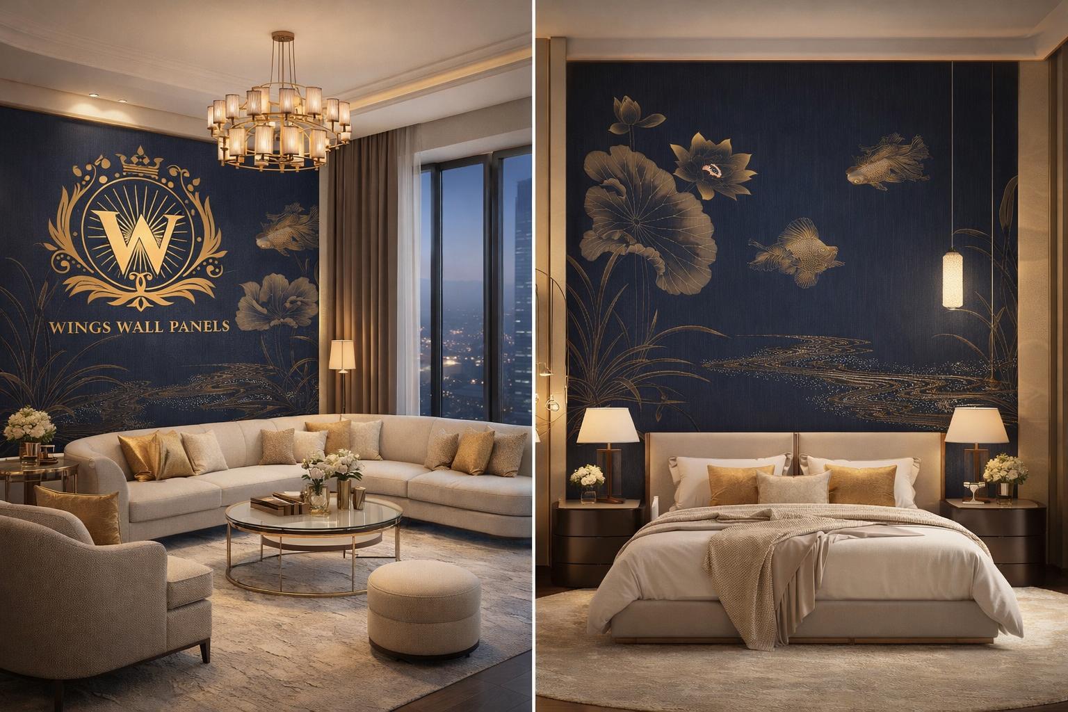 Luxury Leather Art PVC Wall Sheet Decorative Wall Panel ( 1 Complete Design of 2pc )