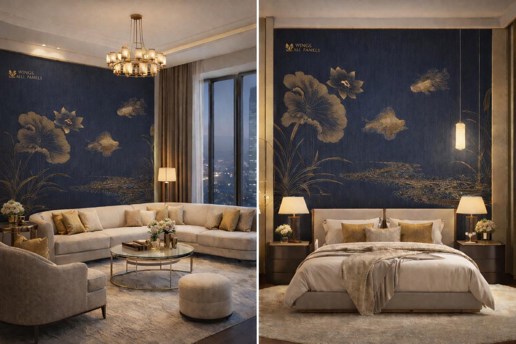 Luxury Leather Art PVC Wall Sheet Decorative Wall Panel ( 1 Complete Design of 2pc )