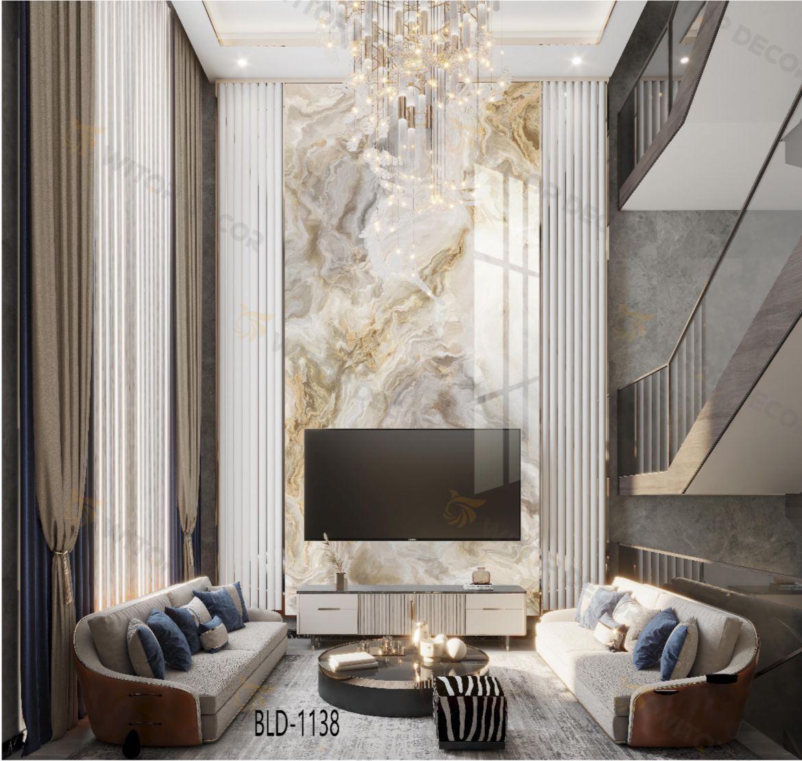 PVC Marble Sheets 3D Printed Wall Panels (1Pc)