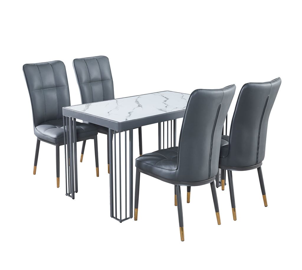 Windsor MDF Marble Effect High Gloss Windsor Dining Table (No Chairs Included) with Optional Gold Or Black Frame