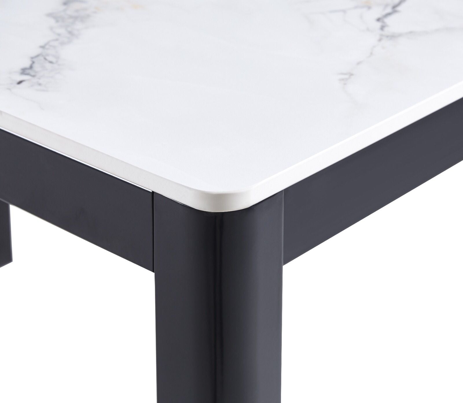 Amber Stone Top Dining Table In Black, Grey & White