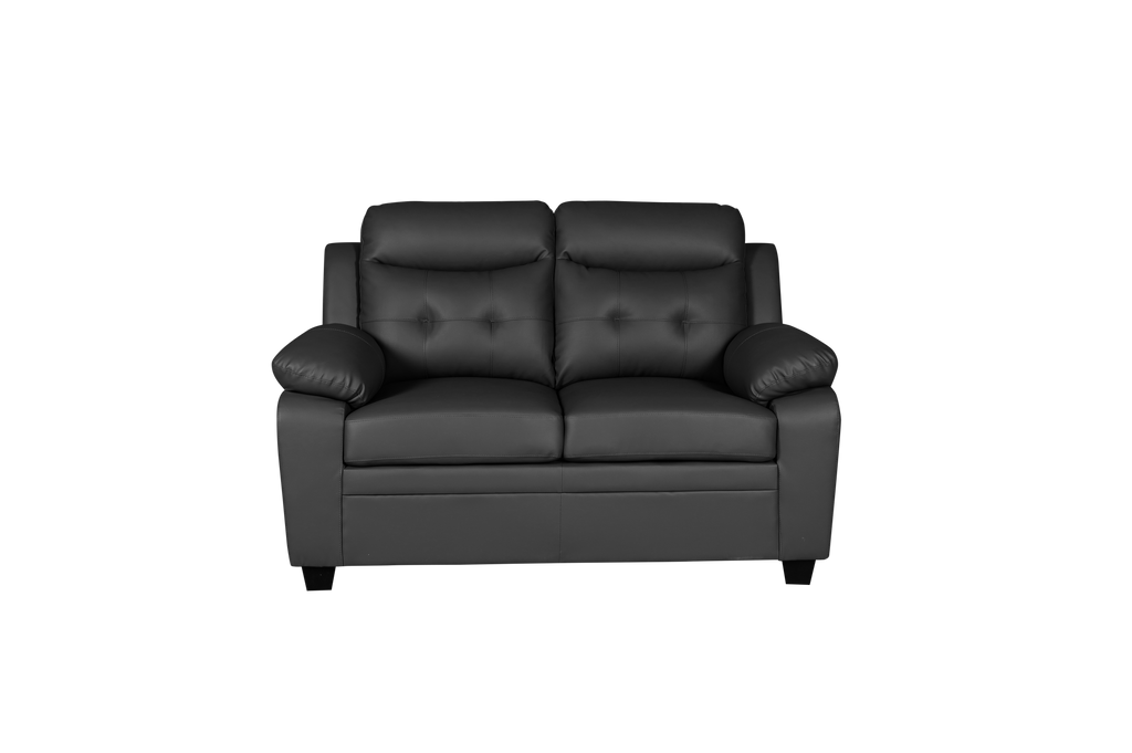Clara 3+2 Seater Sofa Set, Black & Grey PU Leather, Modern Living Room Couch Set, Comfortable High-Back Design