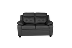 Clara 3+2 Seater Sofa Set, Black & Grey PU Leather, Modern Living Room Couch Set, Comfortable High-Back Design