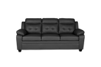 Clara 3+2 Seater Sofa Set, Black & Grey PU Leather, Modern Living Room Couch Set, Comfortable High-Back Design