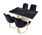 Louis Modern Hammered Design Dining Table, Sintered Stone Top , Black, Grey Or White