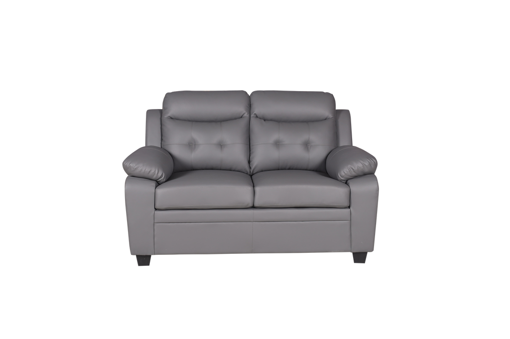 Clara 3+2 Seater Sofa Set, Black & Grey PU Leather, Modern Living Room Couch Set, Comfortable High-Back Design