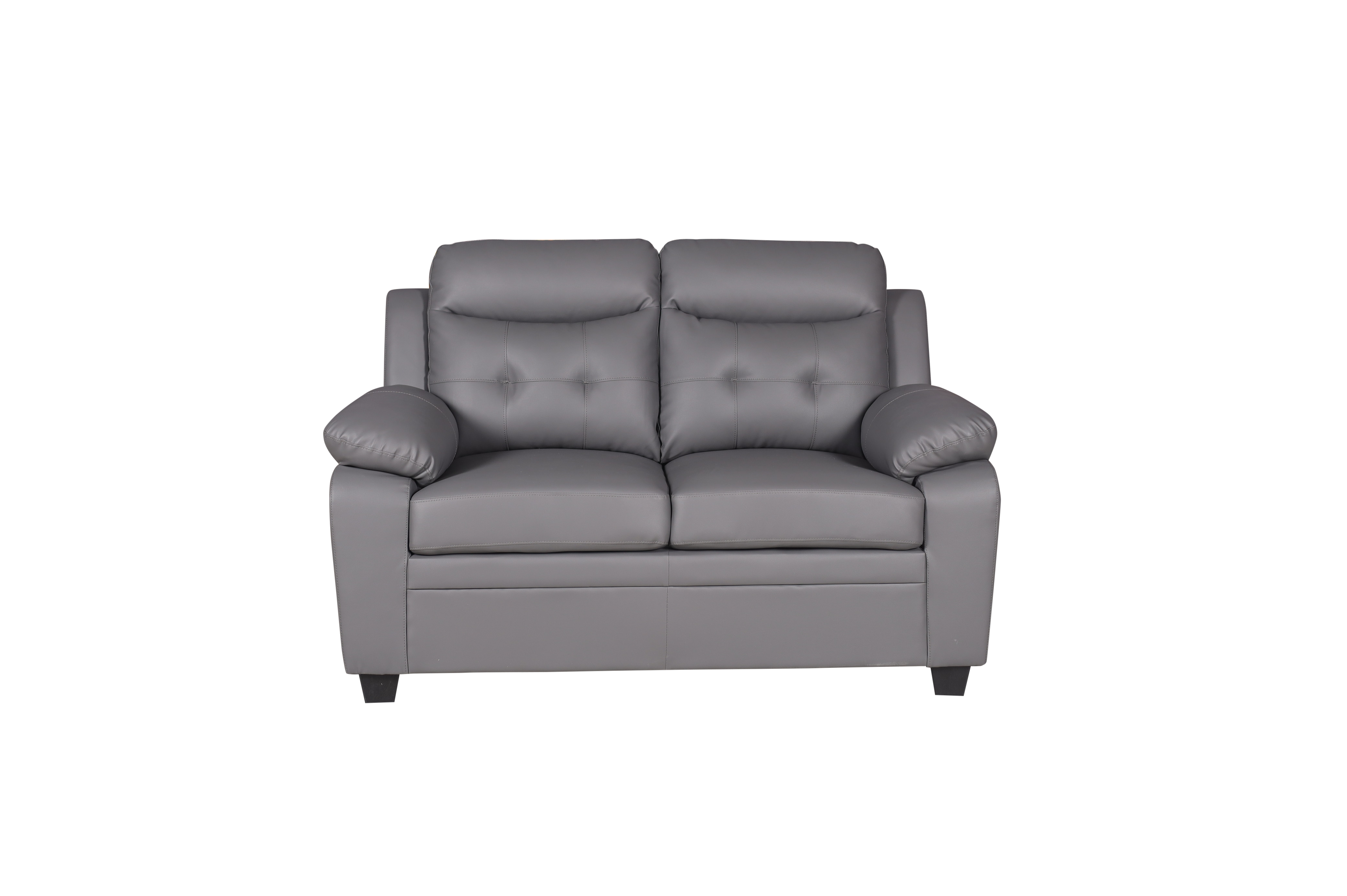 Clara 3+2 Seater Sofa Set, Black & Grey PU Leather, Modern Living Room Couch Set, Comfortable High-Back Design
