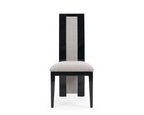 Raphael Modern High Back Dining Chair, Grey Fabric, High Gloss Wood