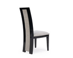 Raphael Modern High Back Dining Chair, Grey Fabric, High Gloss Wood