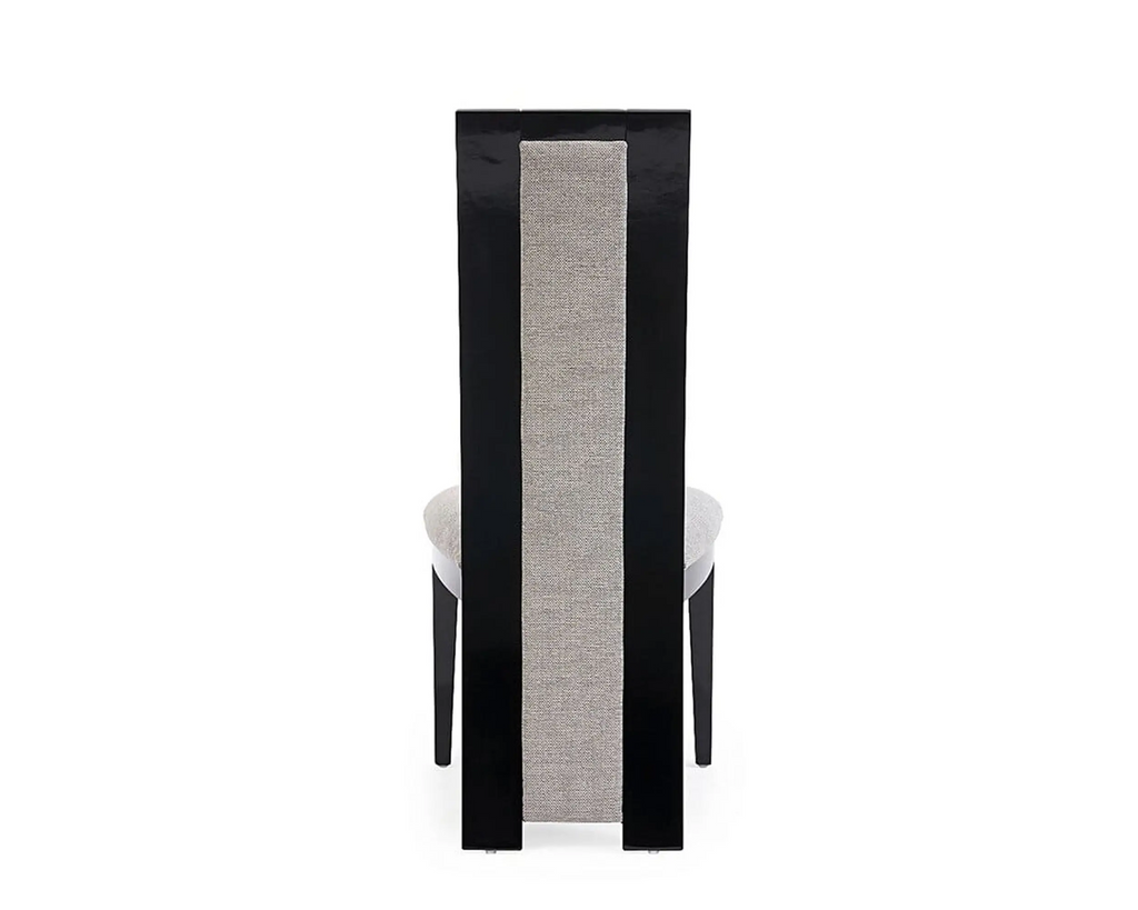 Raphael Modern High Back Dining Chair, Grey Fabric, High Gloss Wood