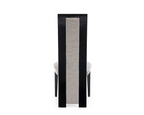 Raphael Modern High Back Dining Chair, Grey Fabric, High Gloss Wood