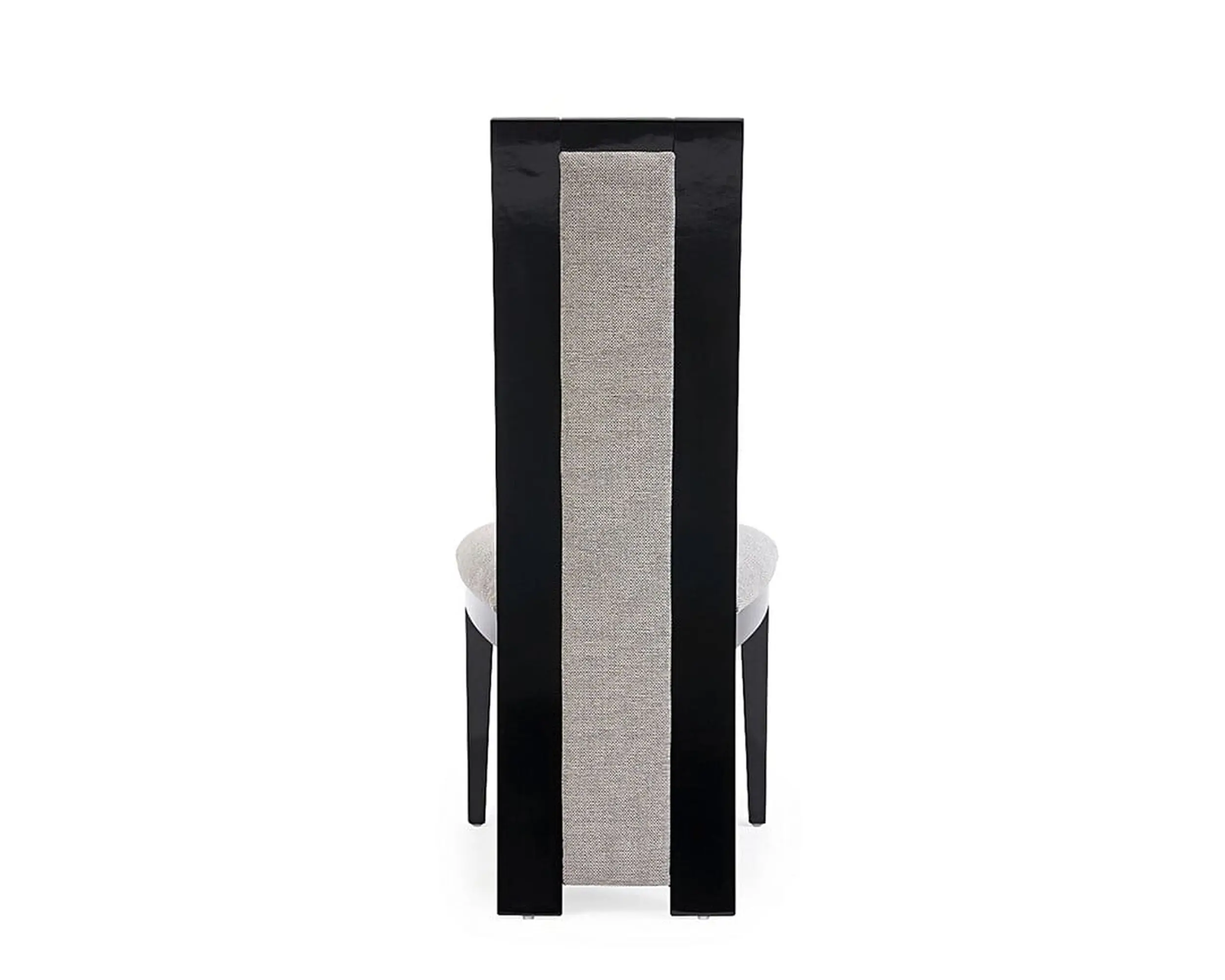 Raphael Modern High Back Dining Chair, Grey Fabric, High Gloss Wood